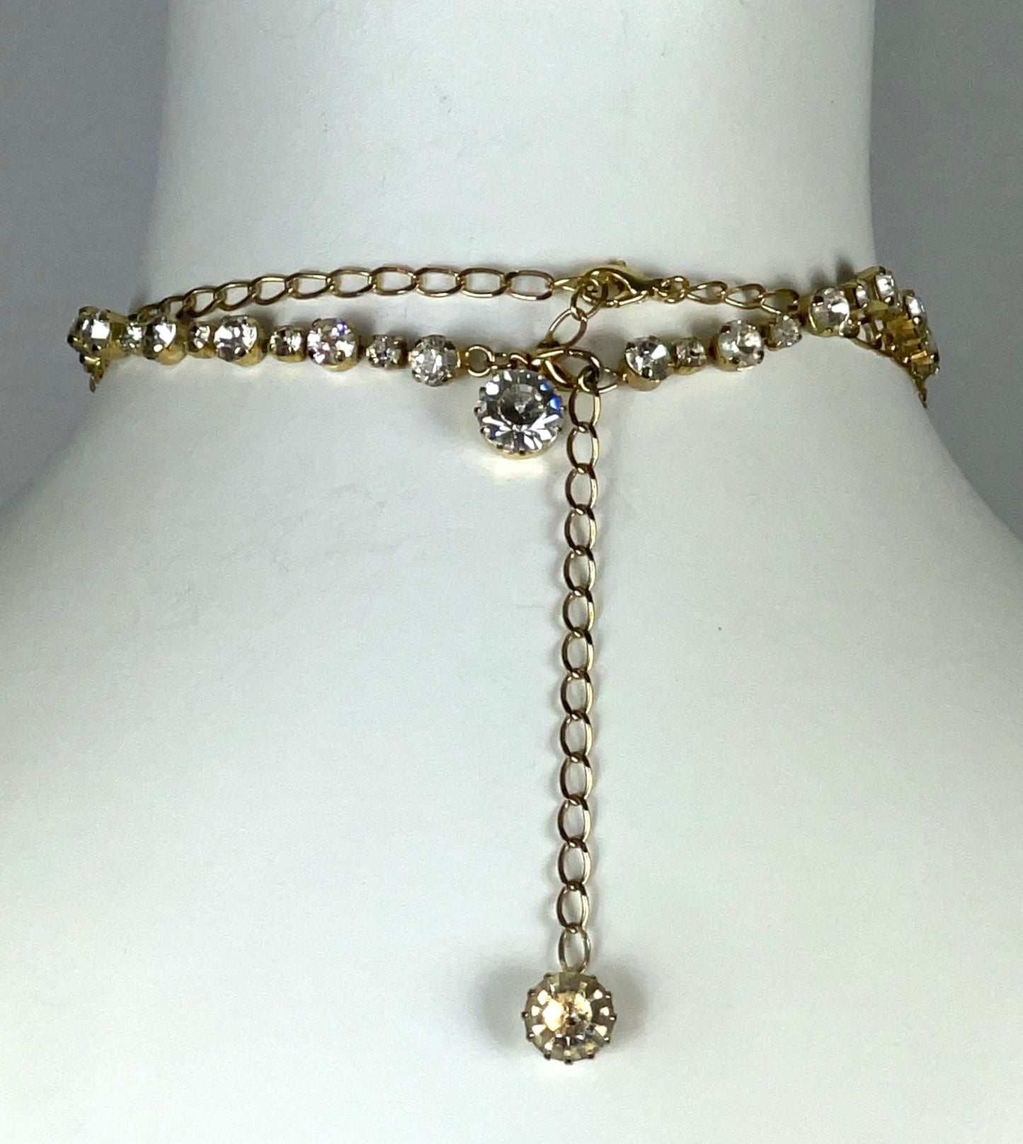 S/S 2000 Roberto Cavalli Runway Crystal Gold Chain Choker Body Necklace & Garter Belt Lingerie Set