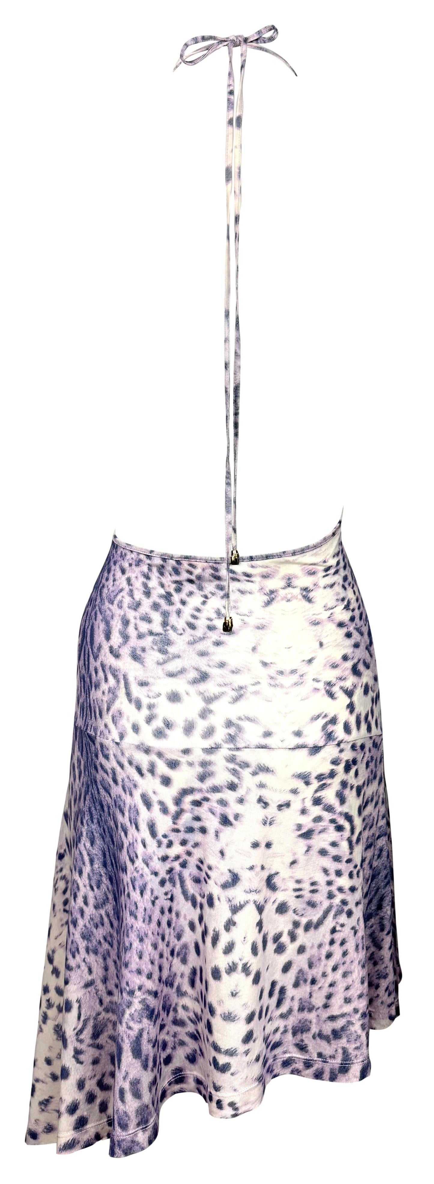 S/S 2000 Roberto Cavalli Plunging Jersey Silk Lavender Purple Ruffle Halter Mini Dress