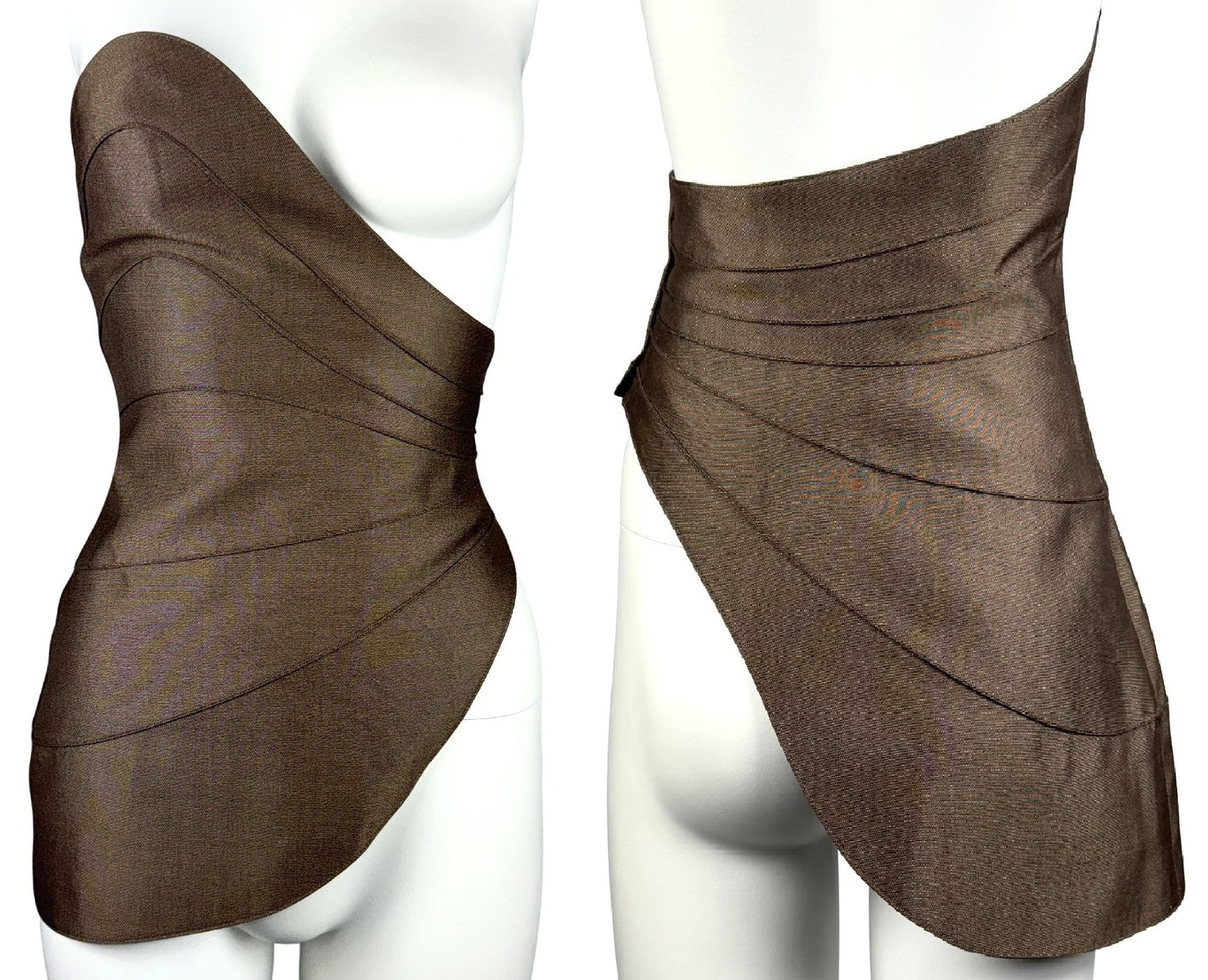 NWT 2000's Thierry Mugler Couture Brown Wasp Waist Bustier Top