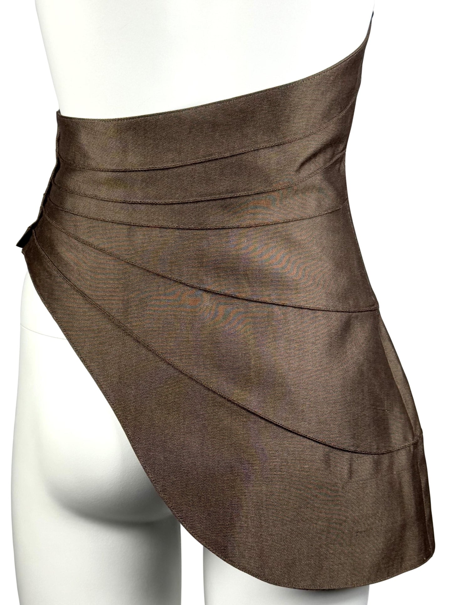 NWT 2000's Thierry Mugler Couture Brown Wasp Waist Bustier Top