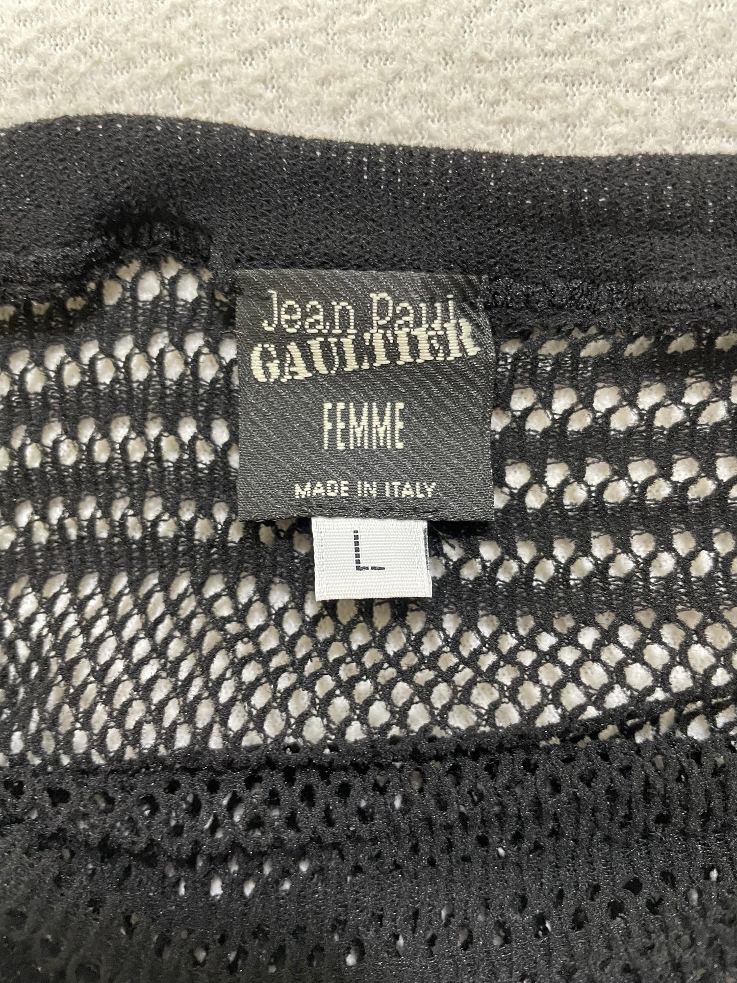 2000's Jean Paul Gaultier Sheer Black Fishnet Bodystocking Strapless Jumpsuit