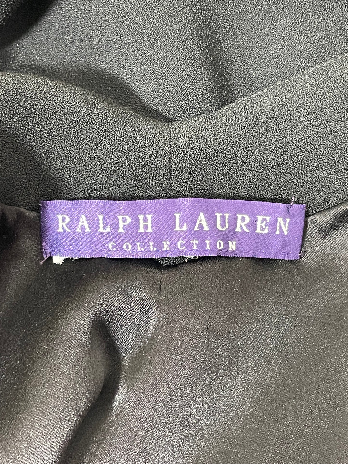 Vintage F/W 2001 Ralph Lauren Collection Black Goth Princess Choker Plunging Gown Dress w High Slit