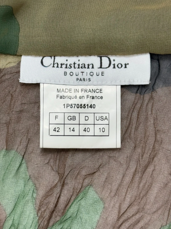 2001 Christian Dior x John Galliano Sheer Camo Camouflage Button Down Dress Shirt Tunic