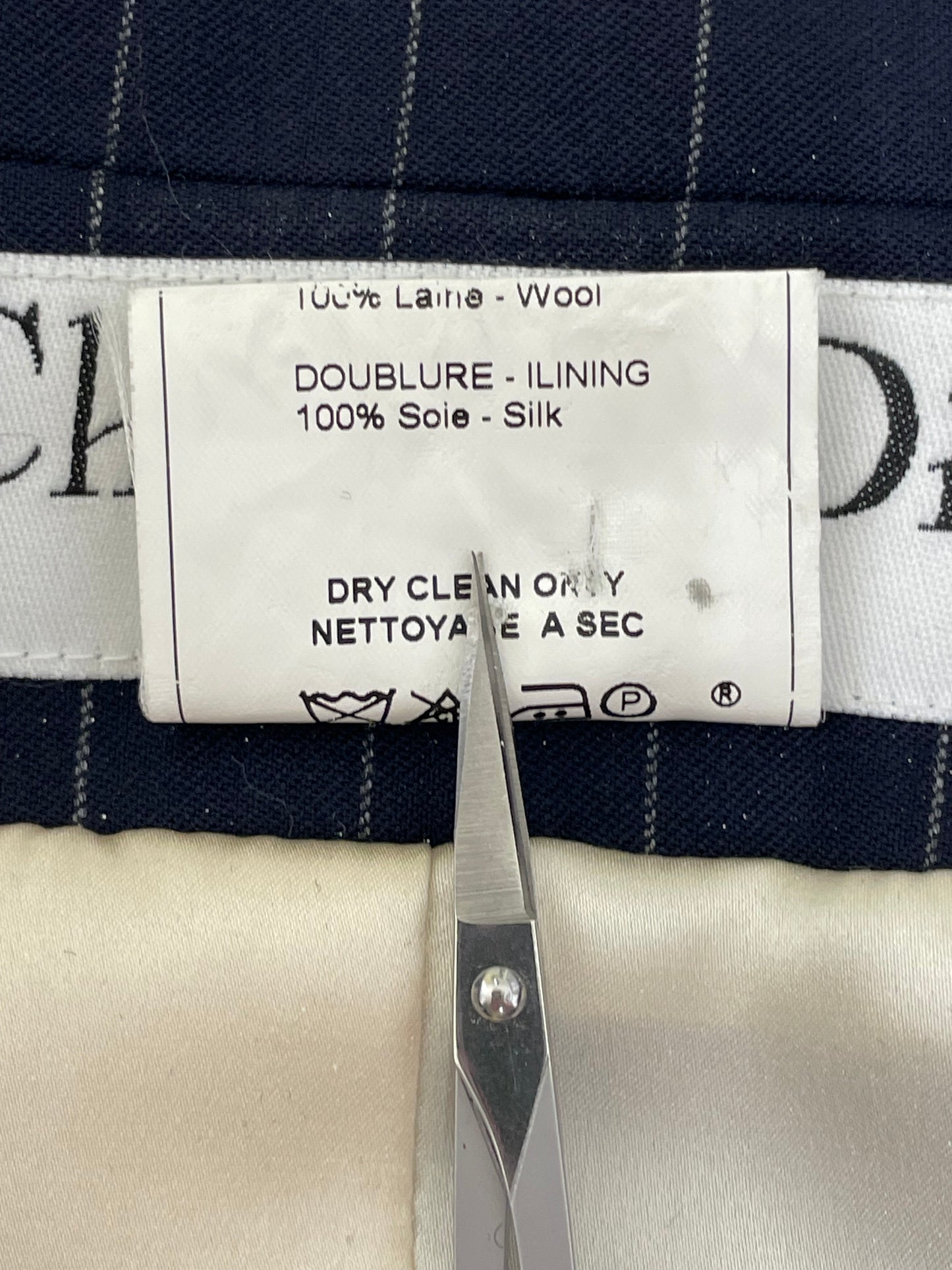 S/S 2001 Christian Dior by John Galliano Navy Blue Pinstripe Air Force Military Jacket