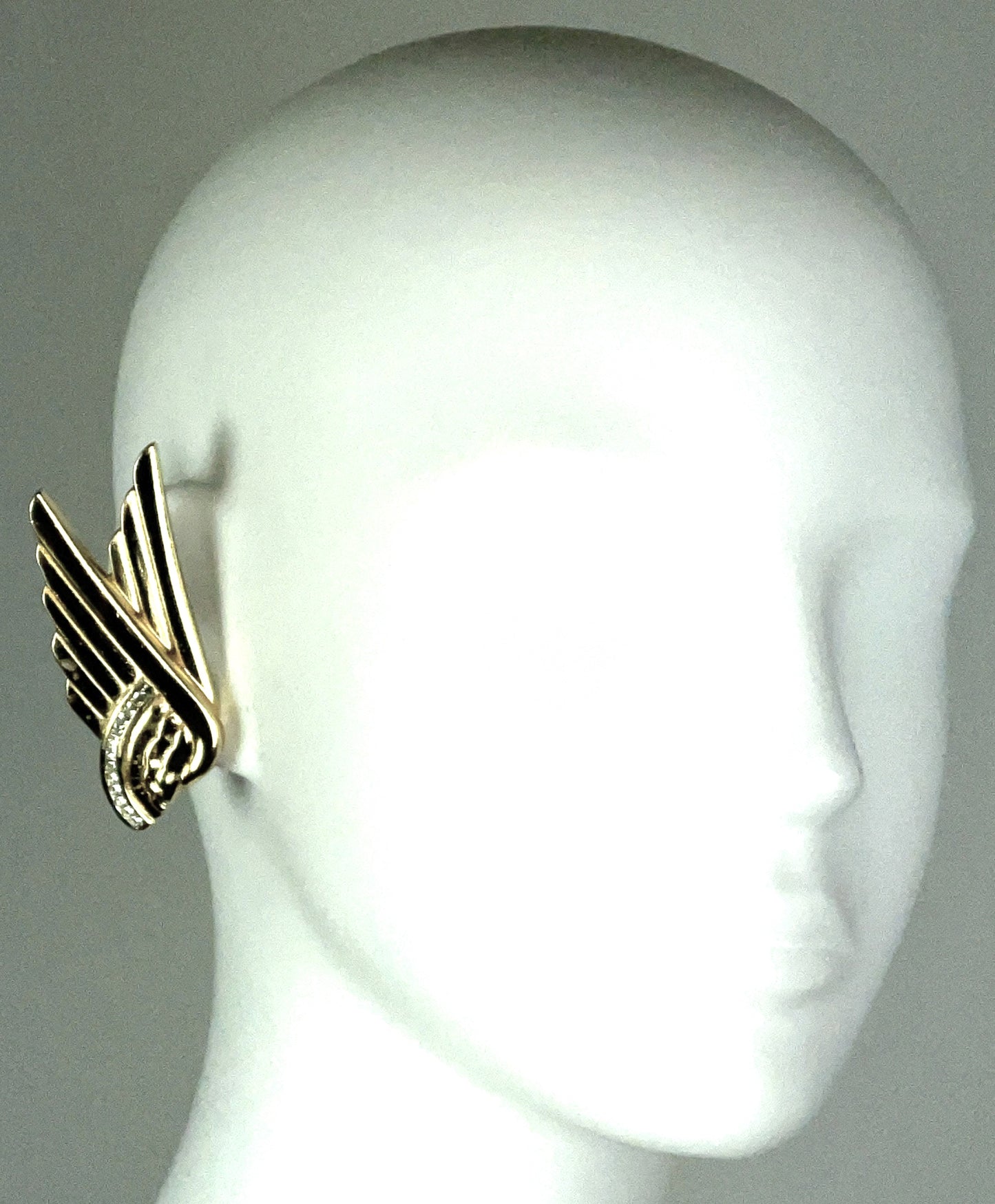 Vintage 1990's Christian Dior by Gianfranco Ferre Large Gold Wonder Woman Crystal Wings Earrings & Large Pin
