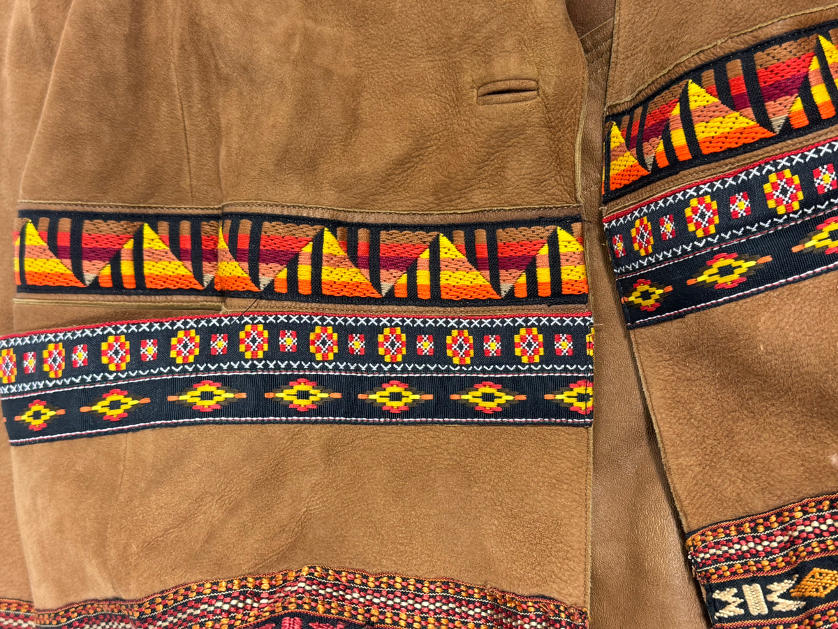 F/W 2001 Christian Dior x John Galliano Haute Couture Runway Open Chest Native American Embellished Fur Leather One Sleeve Mini Dress Jacket