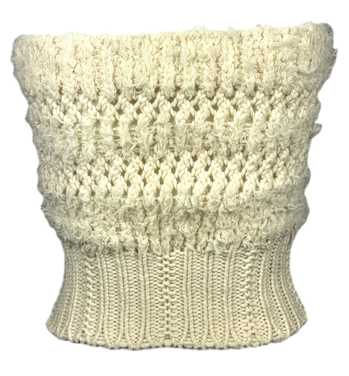 F/W 2001 Christian Dior by John Galliano Boho Chic Cream Knit Strapless Crop Top