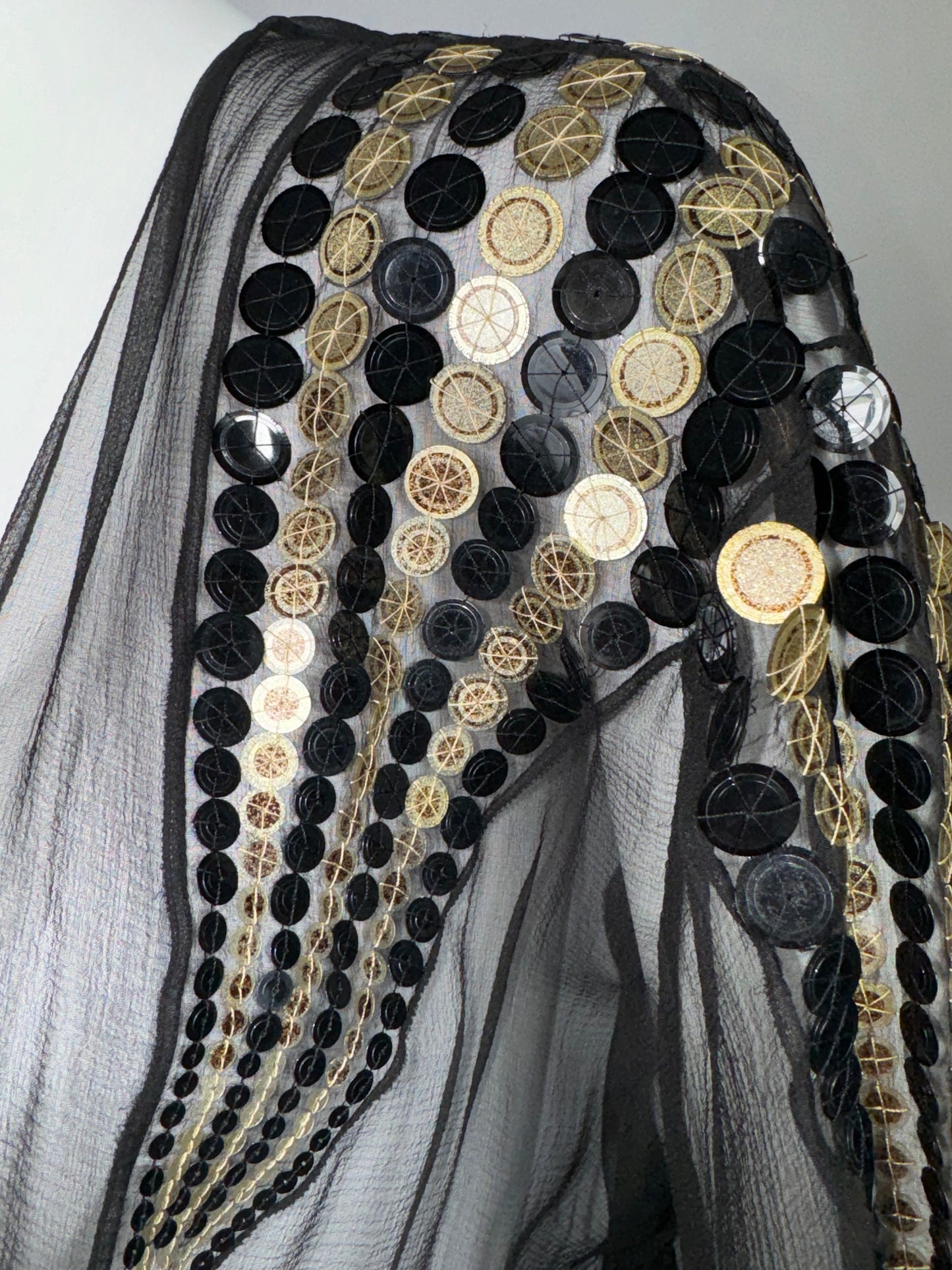 F/W 2001 Christian Dior by John Galliano Sheer Black Plunging Silk Gypsy Leather Waist Top