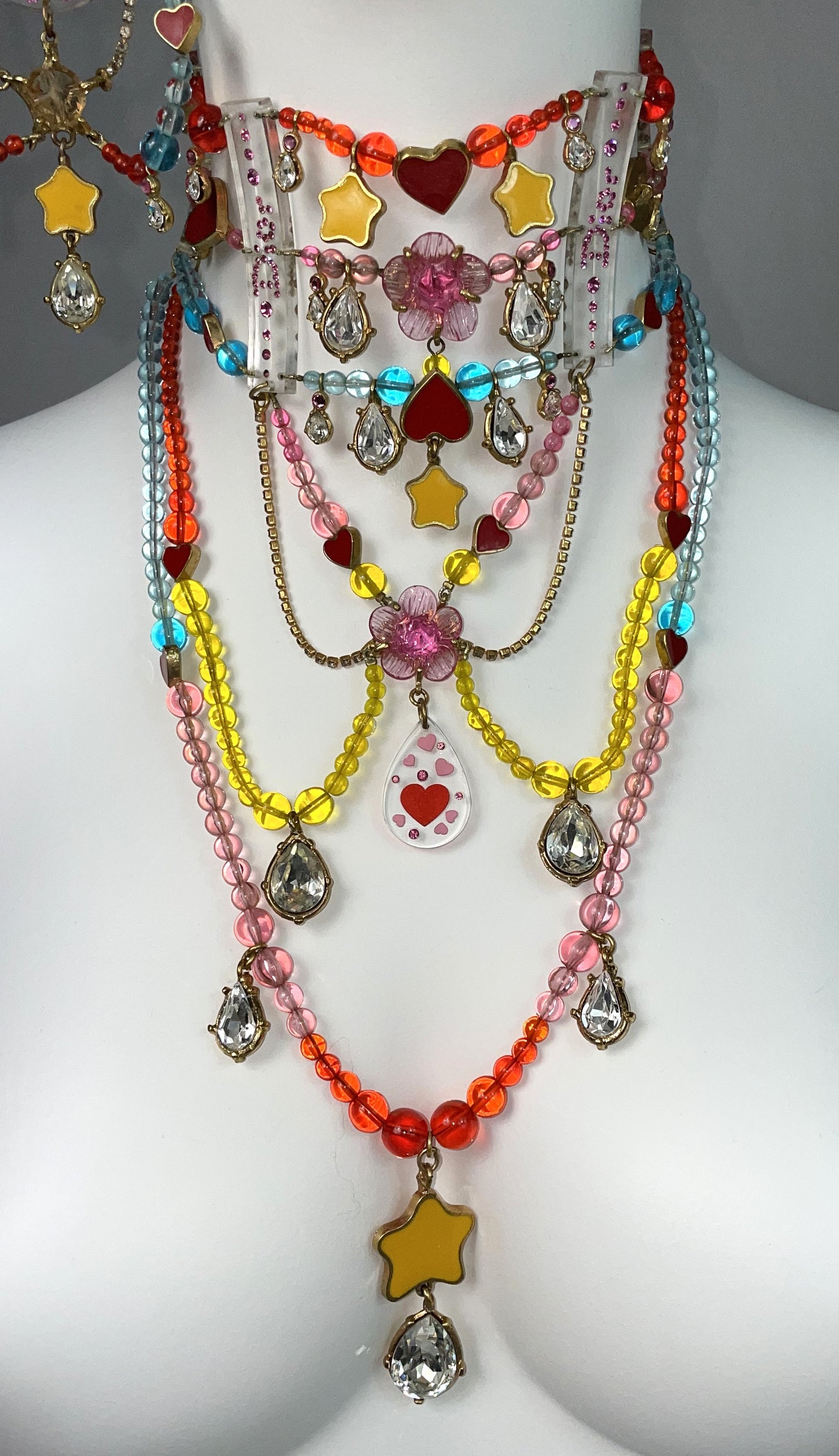 F/W 2001 Christian by John Galliano Haute Couture Crystal Harajuku Large Choker Necklace & Earring Set