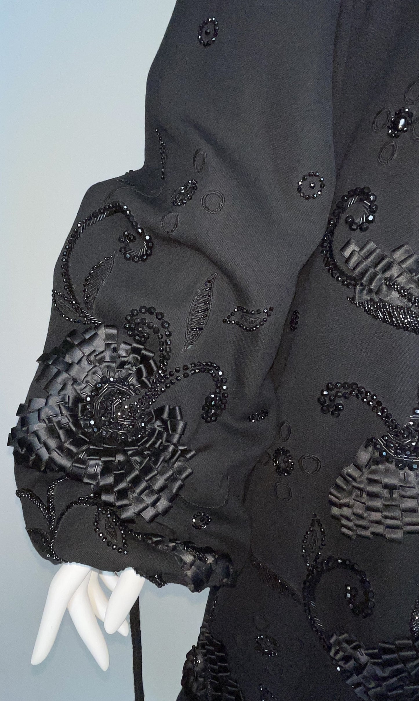 F/W 2001 Christian Dior by John Galliano Haute Couture Runway Black Embellished Baggy Hooded Coat