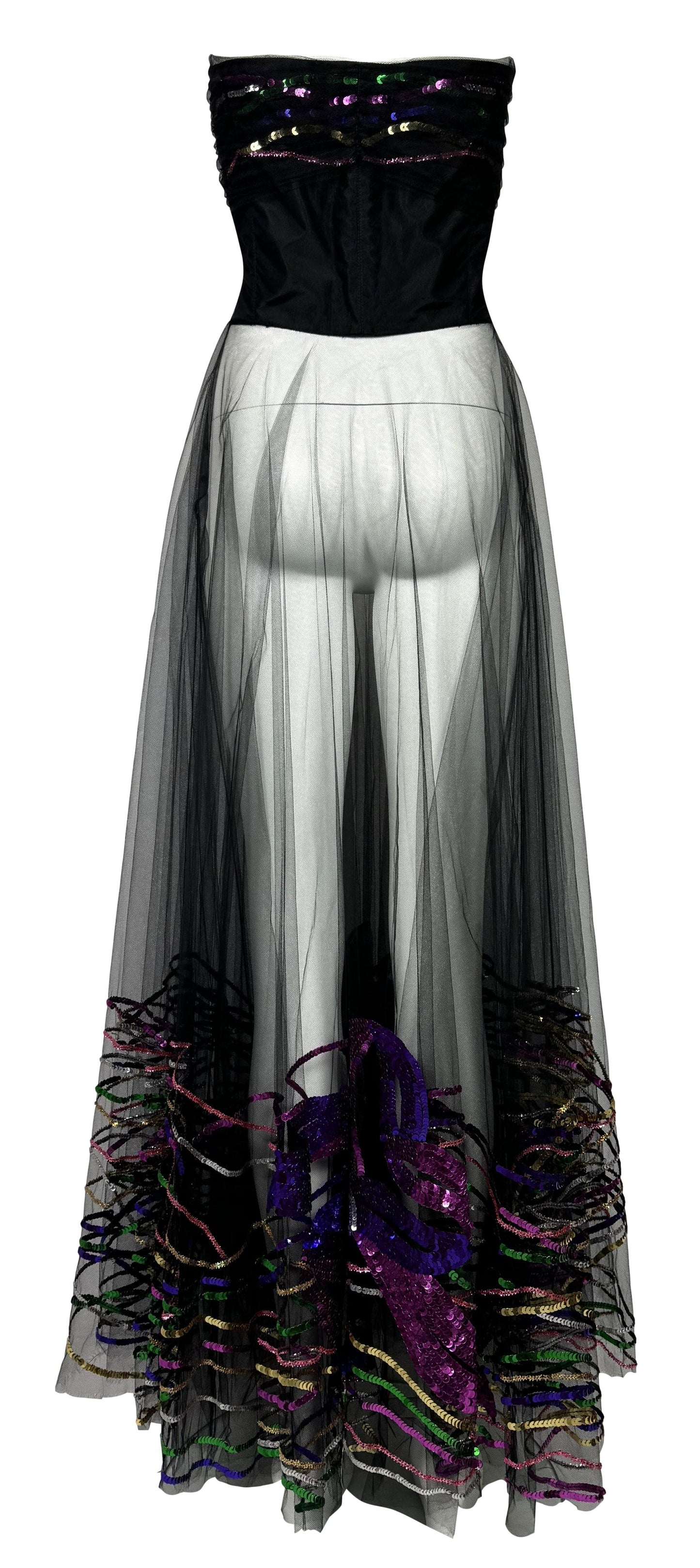 F/W 2001 Christian Dior by John Galliano Runway Strapless Bustier Ballerina Black Swan Tulle Gown Dress