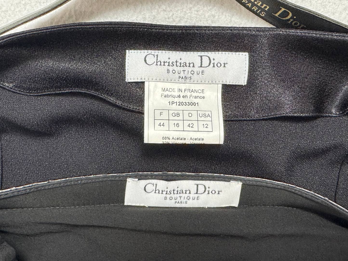 S/S 2001 Christian Dior by John Galliano Black Satin Crop Top & Maxi Skirt Set w Snakeskin Straps