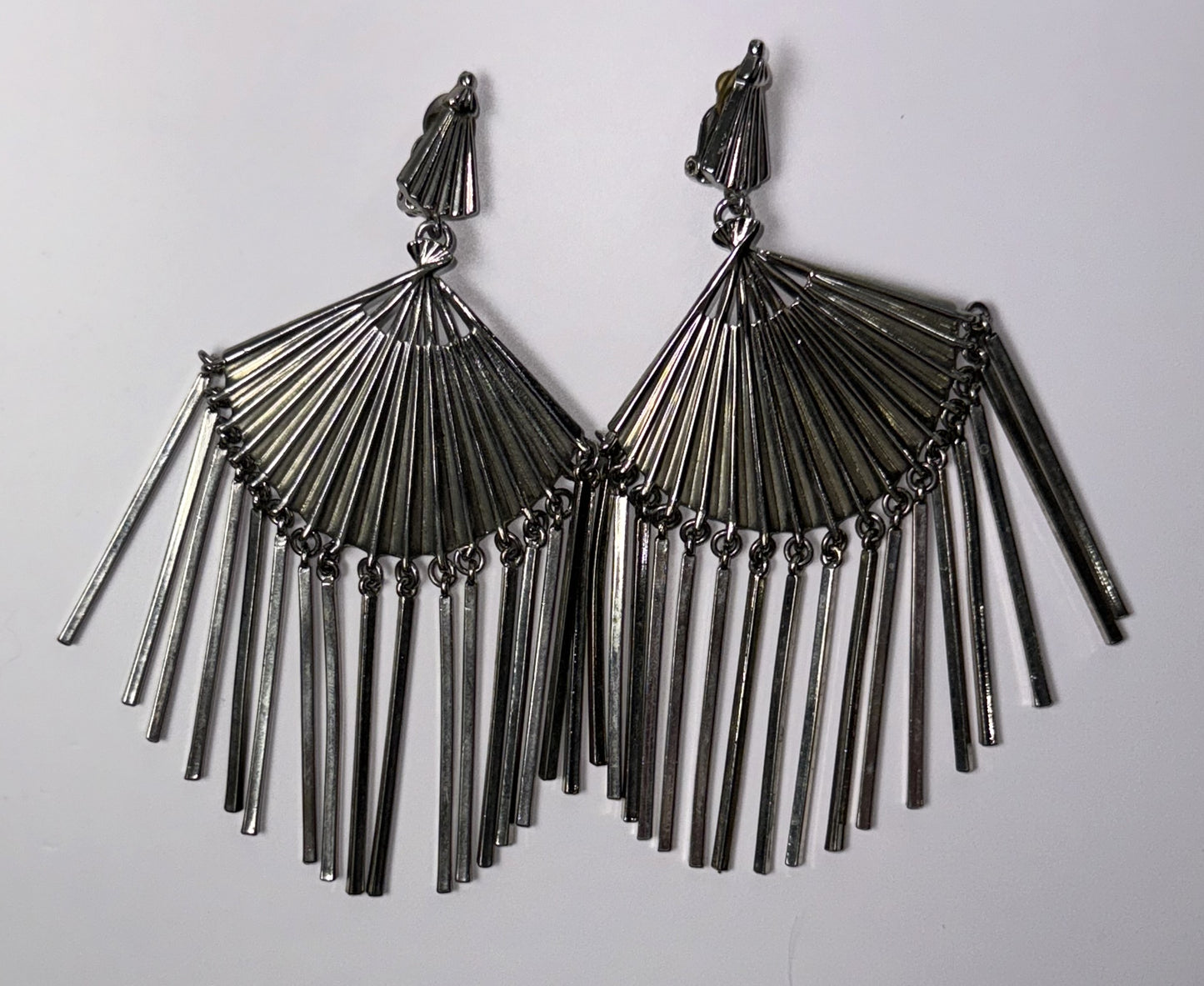 S/S 2001 Christian Dior Haute Couture by John Galliano Runway Large Silver Fan Earrings