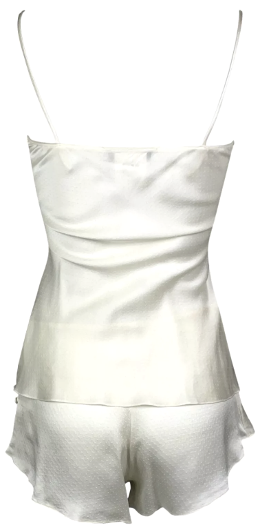S/S 2001 Christian Dior by John Galliano Ivory Silk Black Lace Cami & Shorts Set