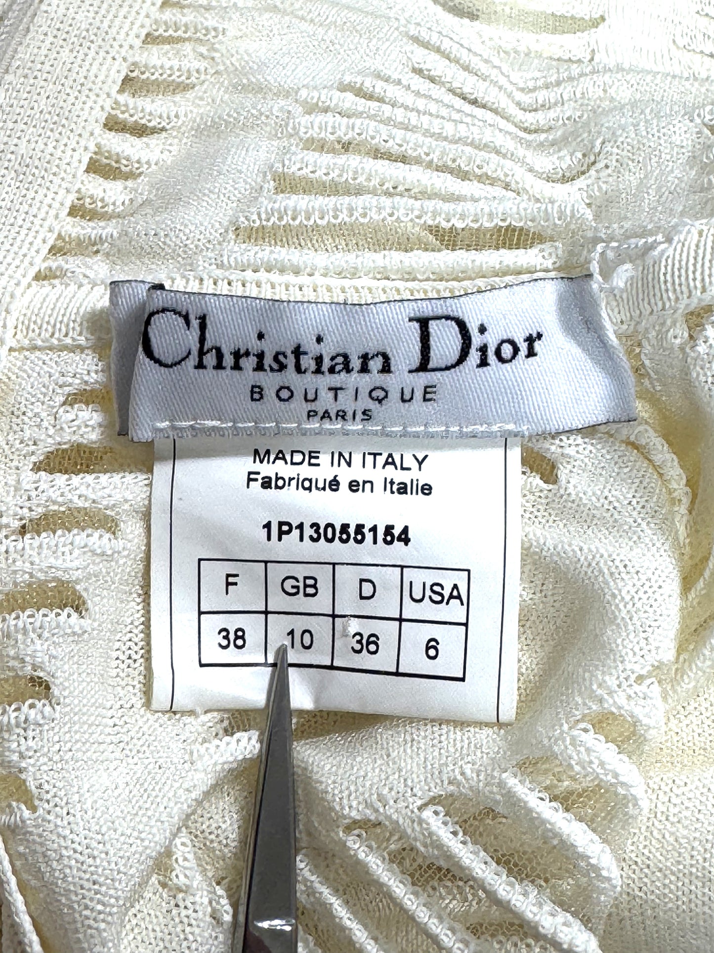 S/S 2001 Christian Dior x John Galliano Ivory Knit Slashed Sheer L/S Turtleneck Top