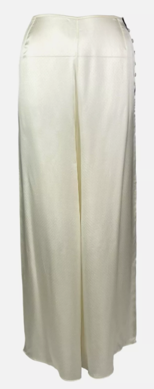 S/S 2001 Christian Dior by John Galliano Ivory Silk Black Lace Blouse Top & Wide Leg High Waist Pants Set