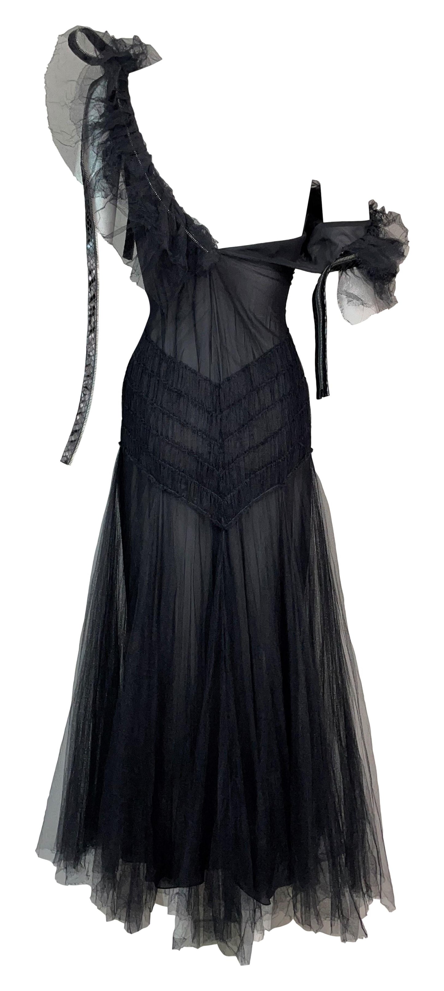 S/S 2001 Christian Dior by John Galliano Runway Black Swan Ballerina Tulle Zipper Dress