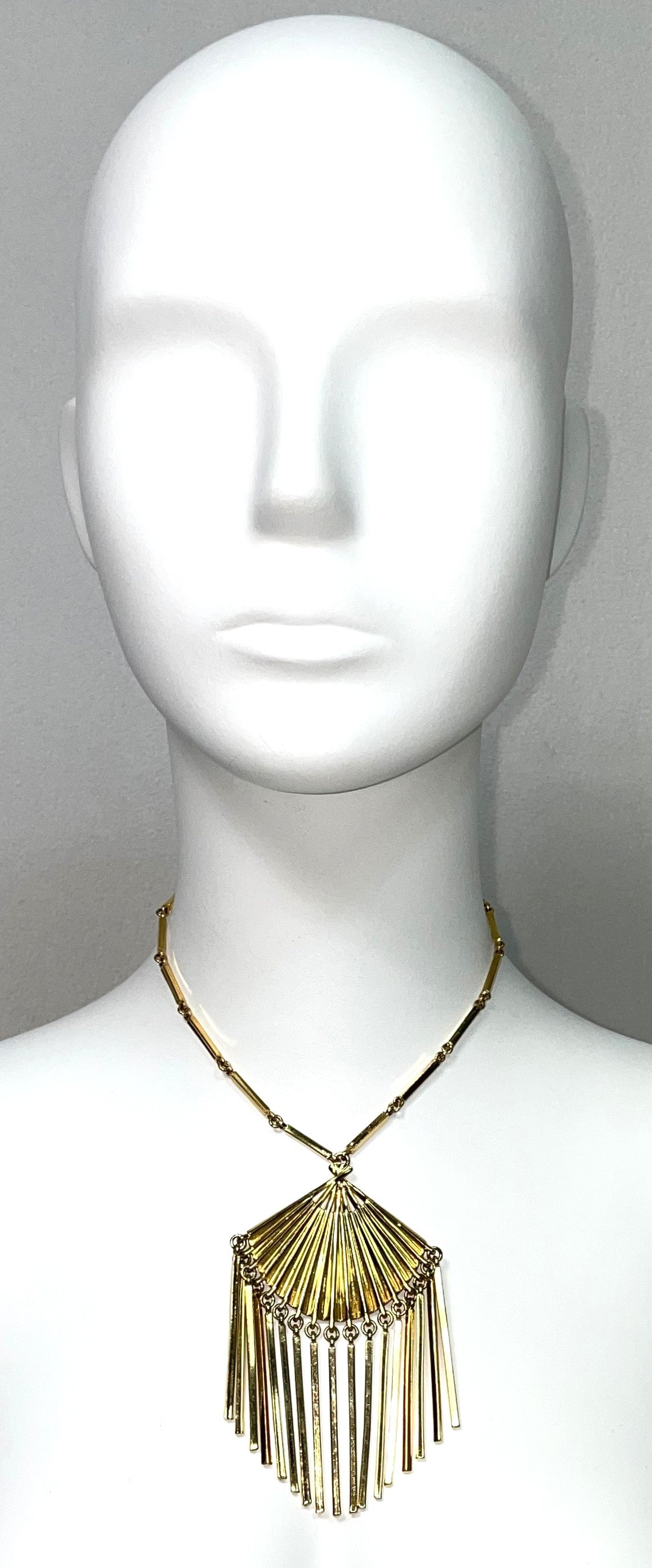 S/S 2001 Christian Dior by John Galliano Haute Couture Large Gold Japanese Fan Necklace
