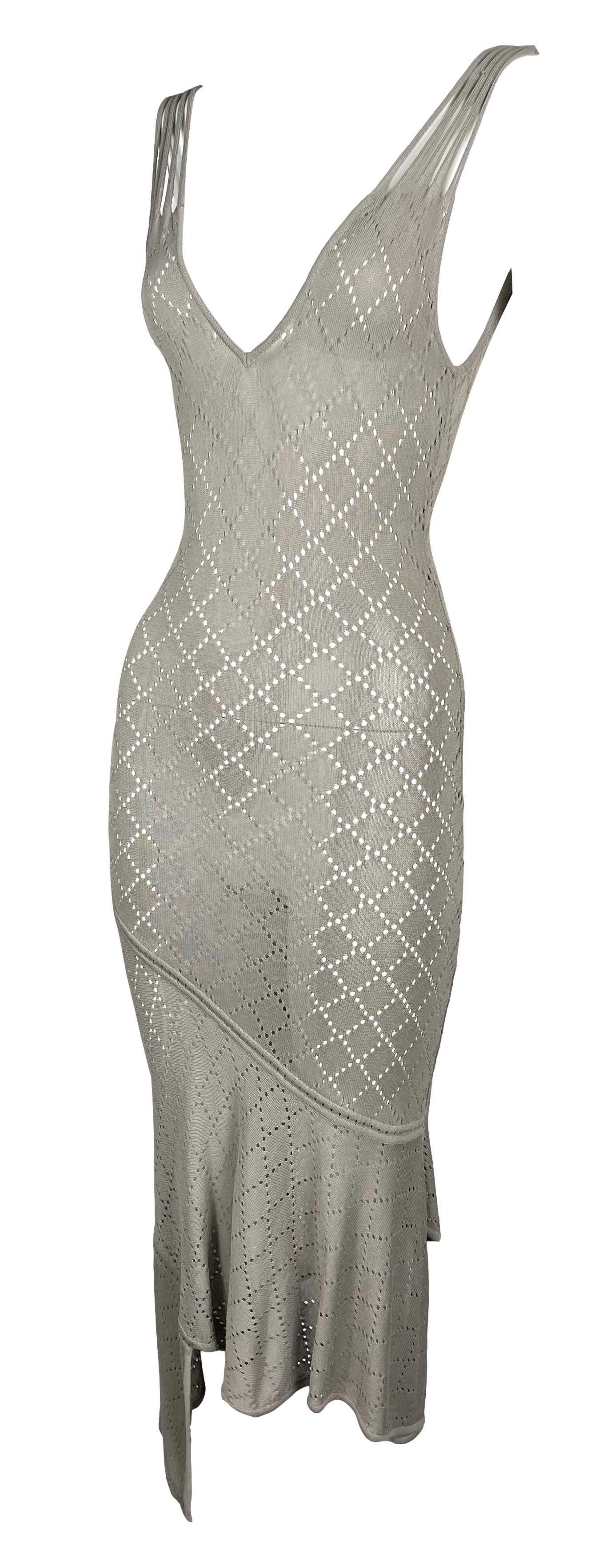 S/S 2001 Christian Dior by John Galliano Sheer Nude Knit Asymmetrical Dress