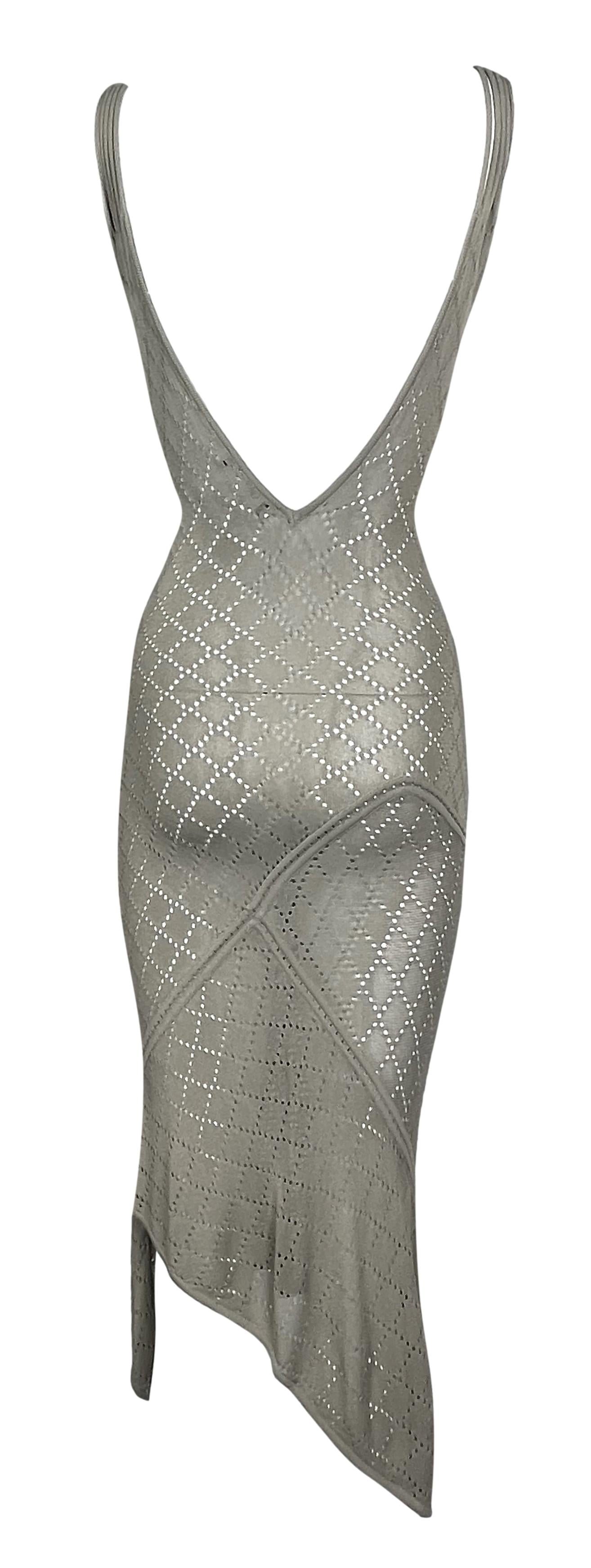 S/S 2001 Christian Dior by John Galliano Sheer Nude Knit Asymmetrical Dress