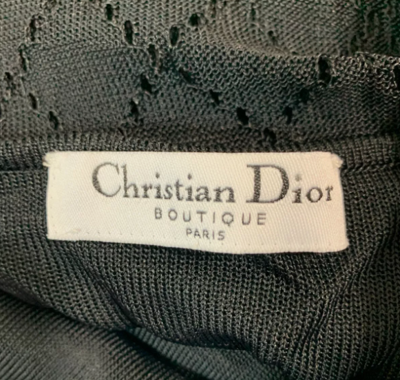 S/S 2001 Christian Dior by John Galliano Sheer Black Plunging Knit Mermaid Maxi Dress