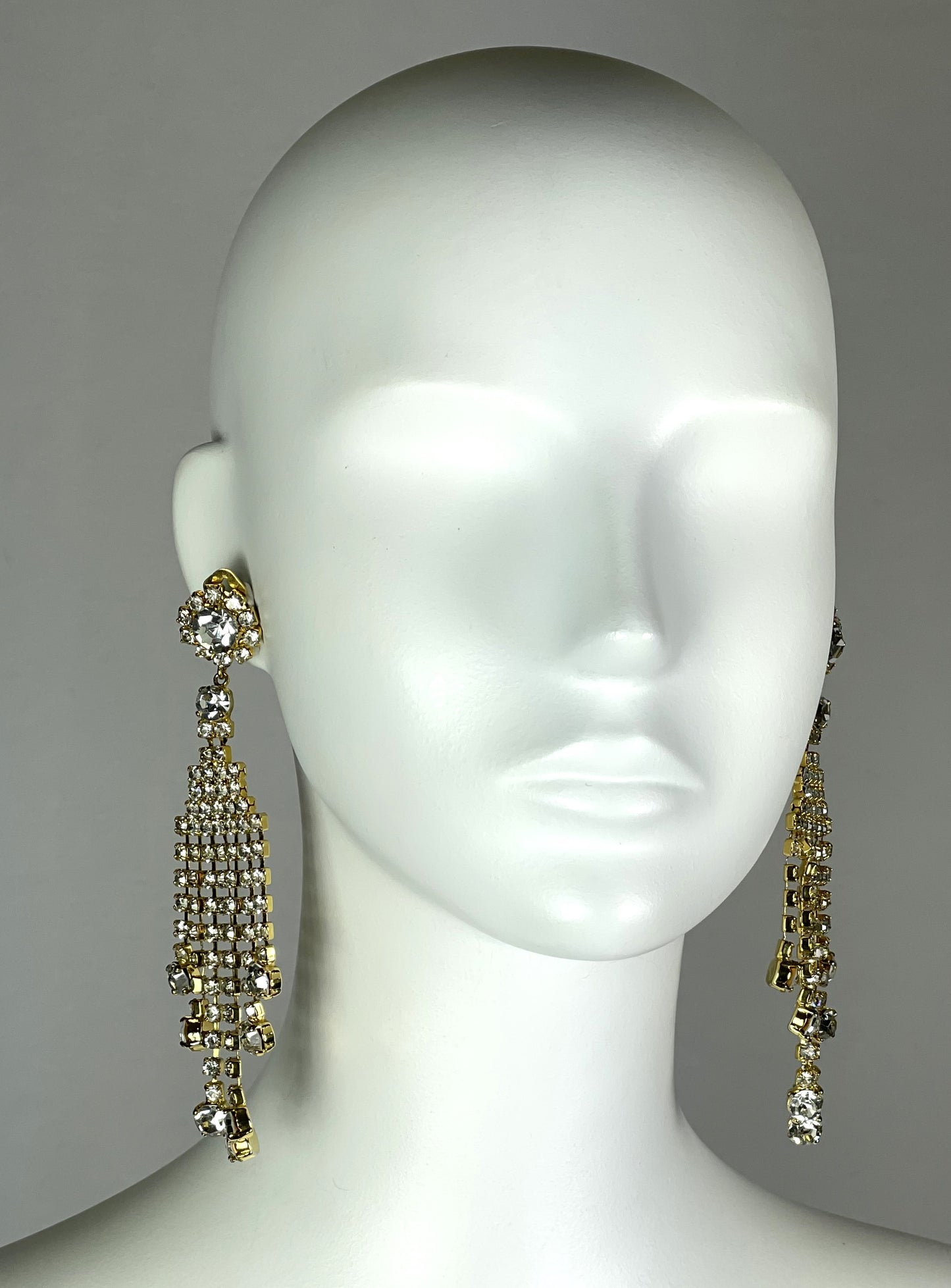 S/S 2001 Dolce & Gabbana Runway Huge Gold Crystal Chandelier Earrings