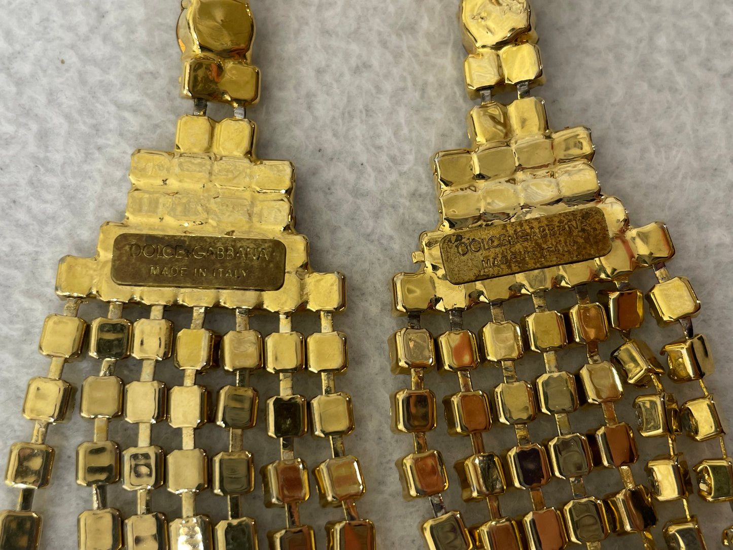 S/S 2001 Dolce & Gabbana Runway Huge Gold Crystal Chandelier Earrings