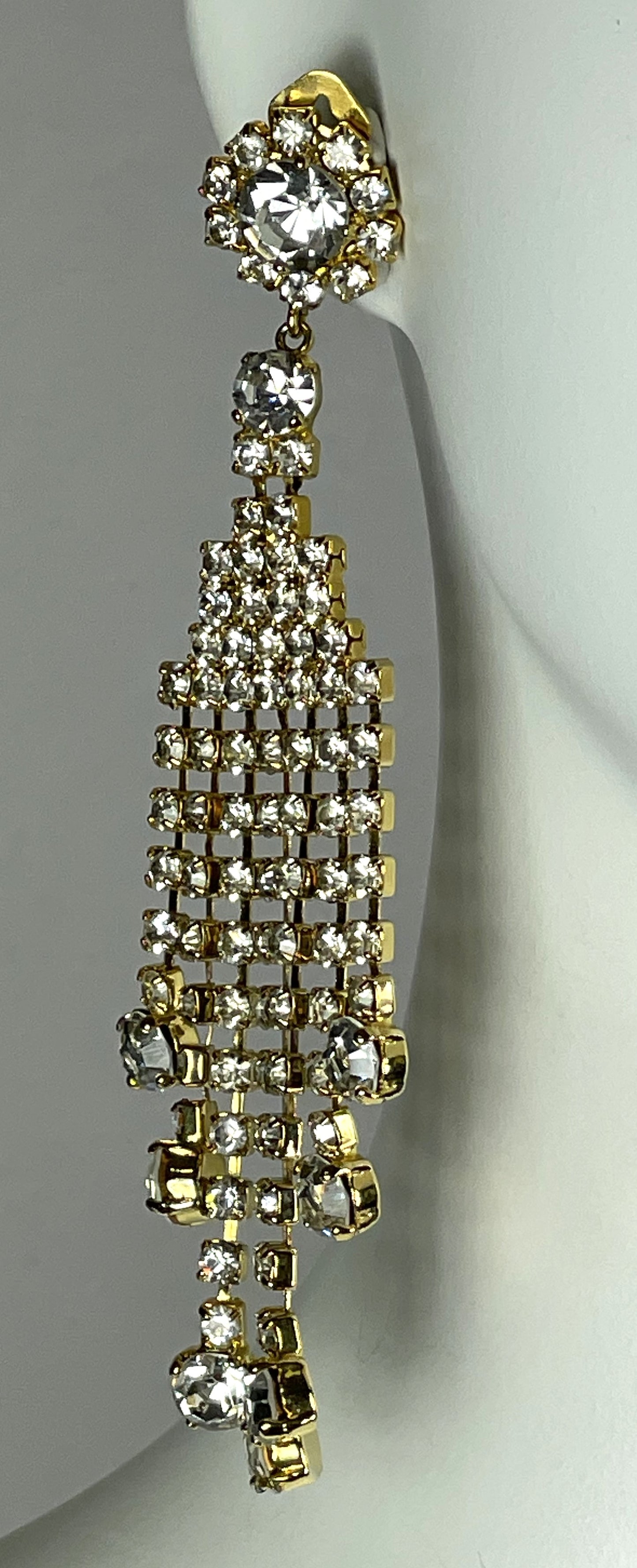 S/S 2001 Dolce & Gabbana Runway Huge Gold Crystal Chandelier Earrings
