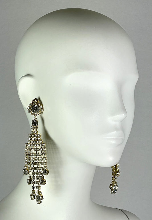 S/S 2001 Dolce & Gabbana Runway Huge Gold Crystal Chandelier Earrings