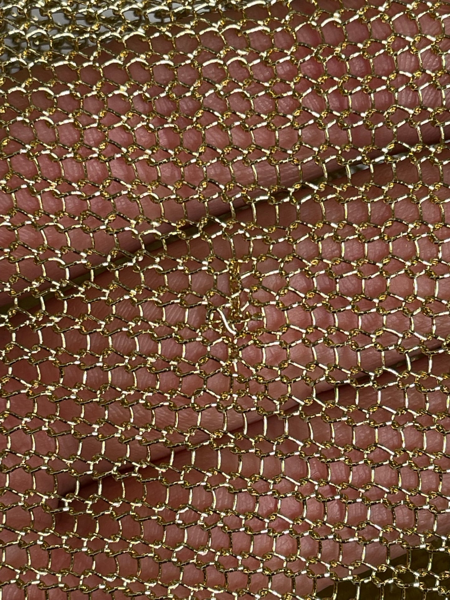S/S 2001 John Galliano Sheer Gold Knit Faux Chainmail Asymmetrical Bodycon Dress