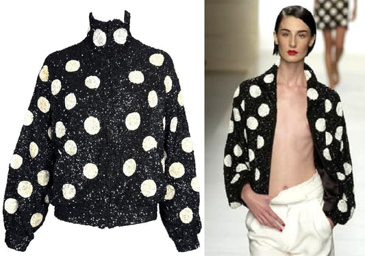 S/S 2001 Valentino Runway Black & White Sequin Bomber Jacket
