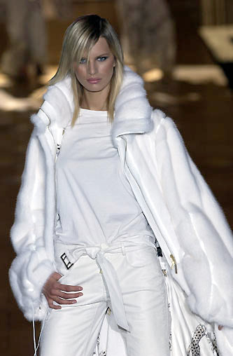 F/W 2002 Roberto Cavalli Runway Winter White Mink Fur Full Length Long Coat Jacket w Mink Belt