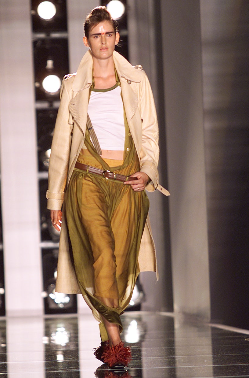 S/S 2002 Christian Dior by John Galliano Runway Beige Python Trench Coat Jacket