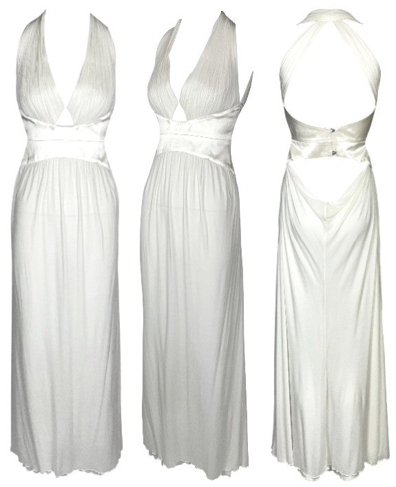 C. S/S 2002 Christian Dior by John Galliano Ivory 1940's Pin-Up Marilyn Monroe Style Maxi Dress
