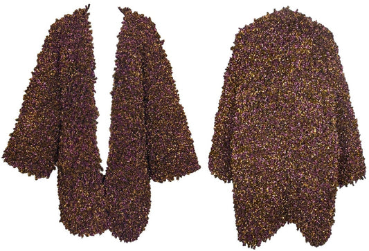 2002 Christian Dior x John Galliano Haute Couture Bronze & Purple Glitter Knit Cocoon Coat Jacket