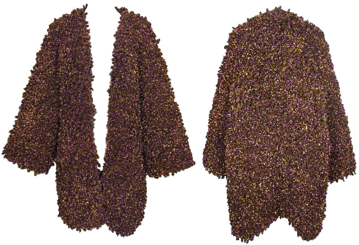 RARE 2002 Christian Dior x John Galliano Haute Couture Bronze & Purple Glitter Knit Cocoon Coat Jacket