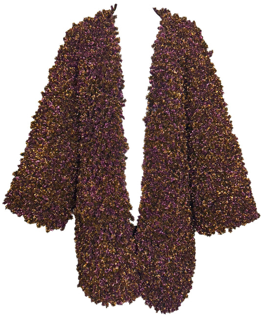 2002 Christian Dior x John Galliano Haute Couture Bronze & Purple Glitter Knit Cocoon Coat Jacket