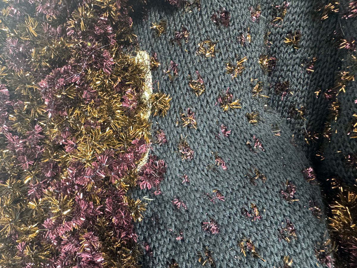 RARE 2002 Christian Dior x John Galliano Haute Couture Bronze & Purple Glitter Knit Cocoon Coat Jacket