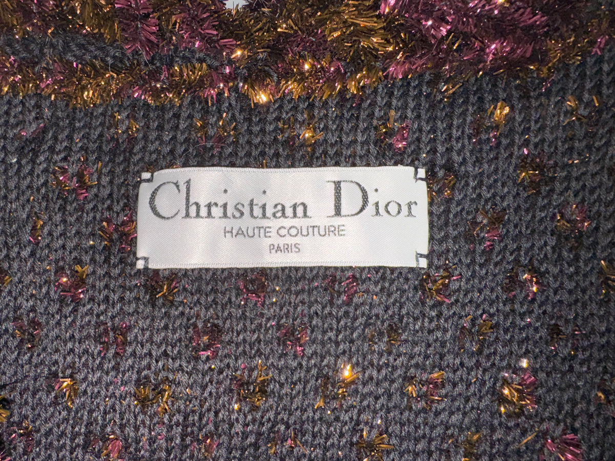 RARE 2002 Christian Dior x John Galliano Haute Couture Bronze & Purple Glitter Knit Cocoon Coat Jacket