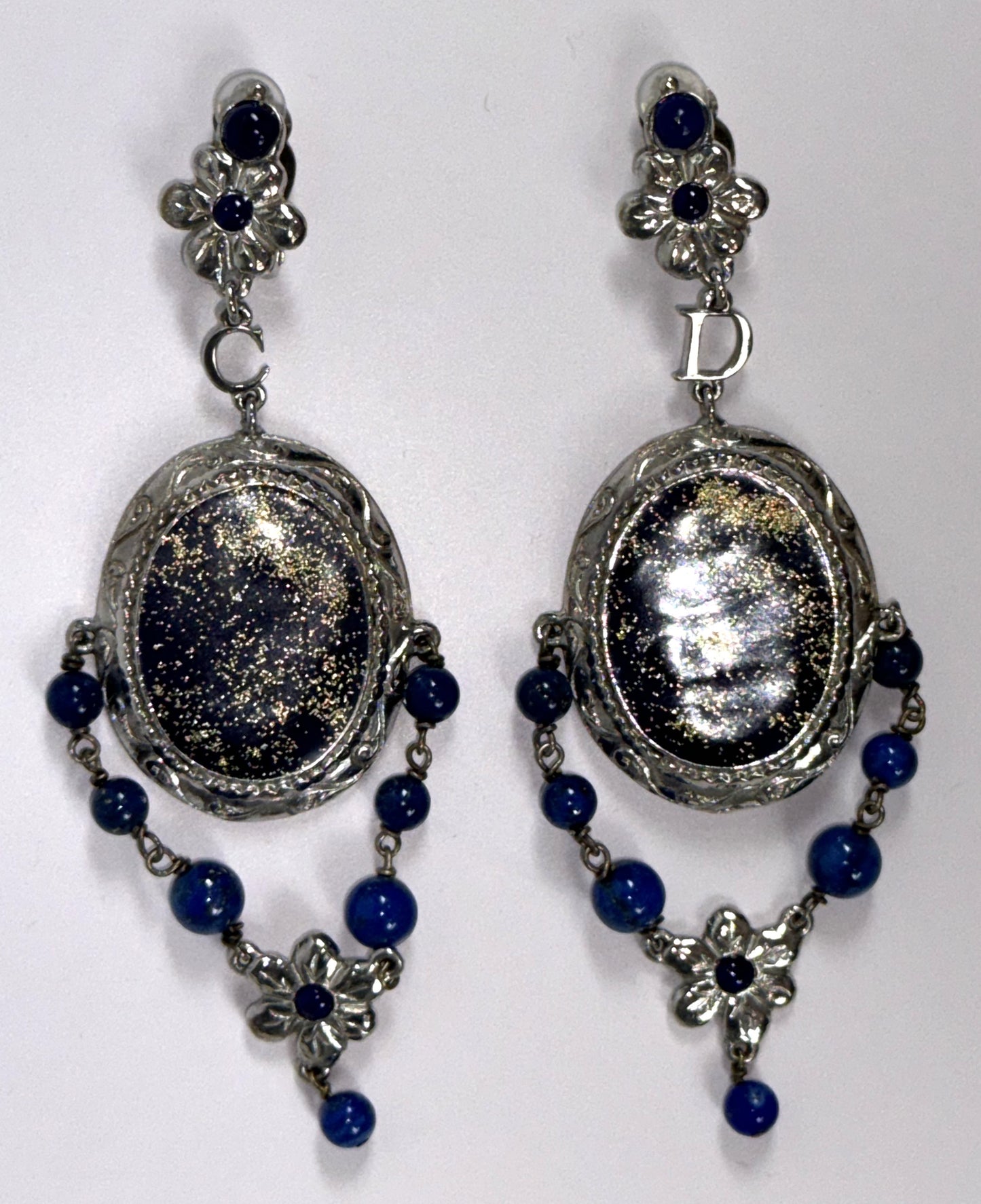 F/W 2002 Christian Dior by John Galliano Large Blue Lapis Chandelier Earrings