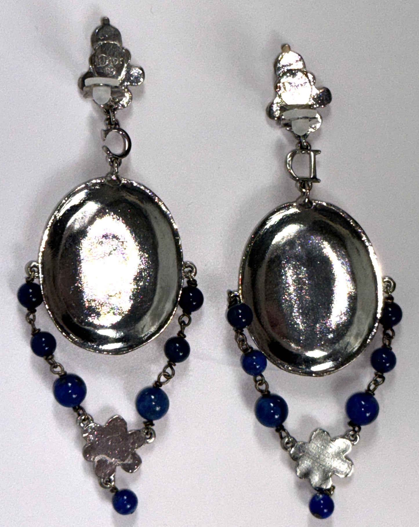 F/W 2002 Christian Dior by John Galliano Large Blue Lapis Chandelier Earrings