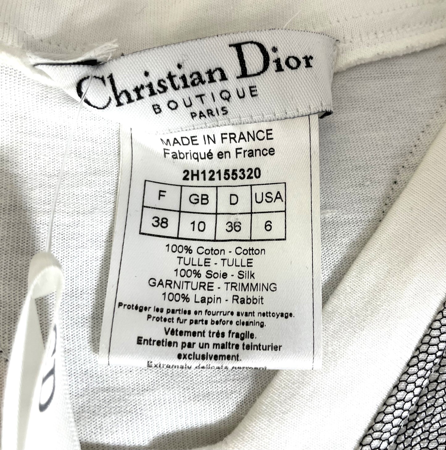 F/W 2002 Christian Dior by John Galliano Runway Cropped Mesh T-Shirt Top w Fur Tipped Fringe