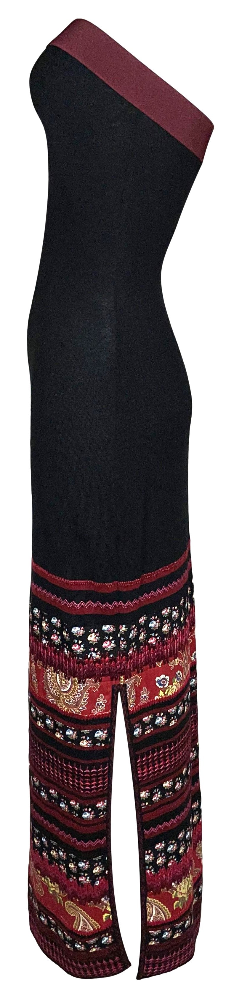 F/W 2002 Christian Dior by John Galliano Black Strapless Maxi Bodycon Tube Dress