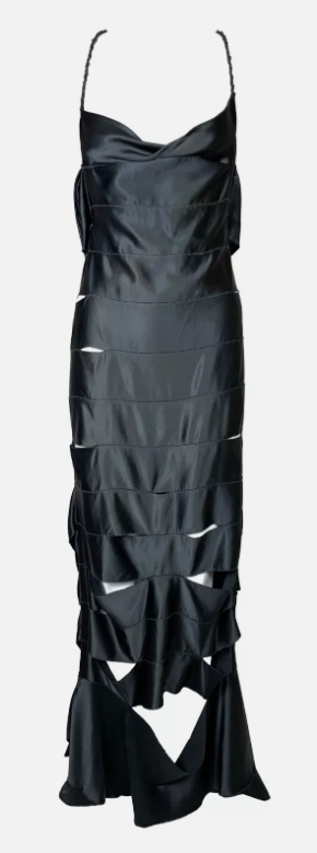 F/W 2002 Gucci by Tom Ford Runway Black Cut-Out Ribbon Gown Maxi Dress 40
