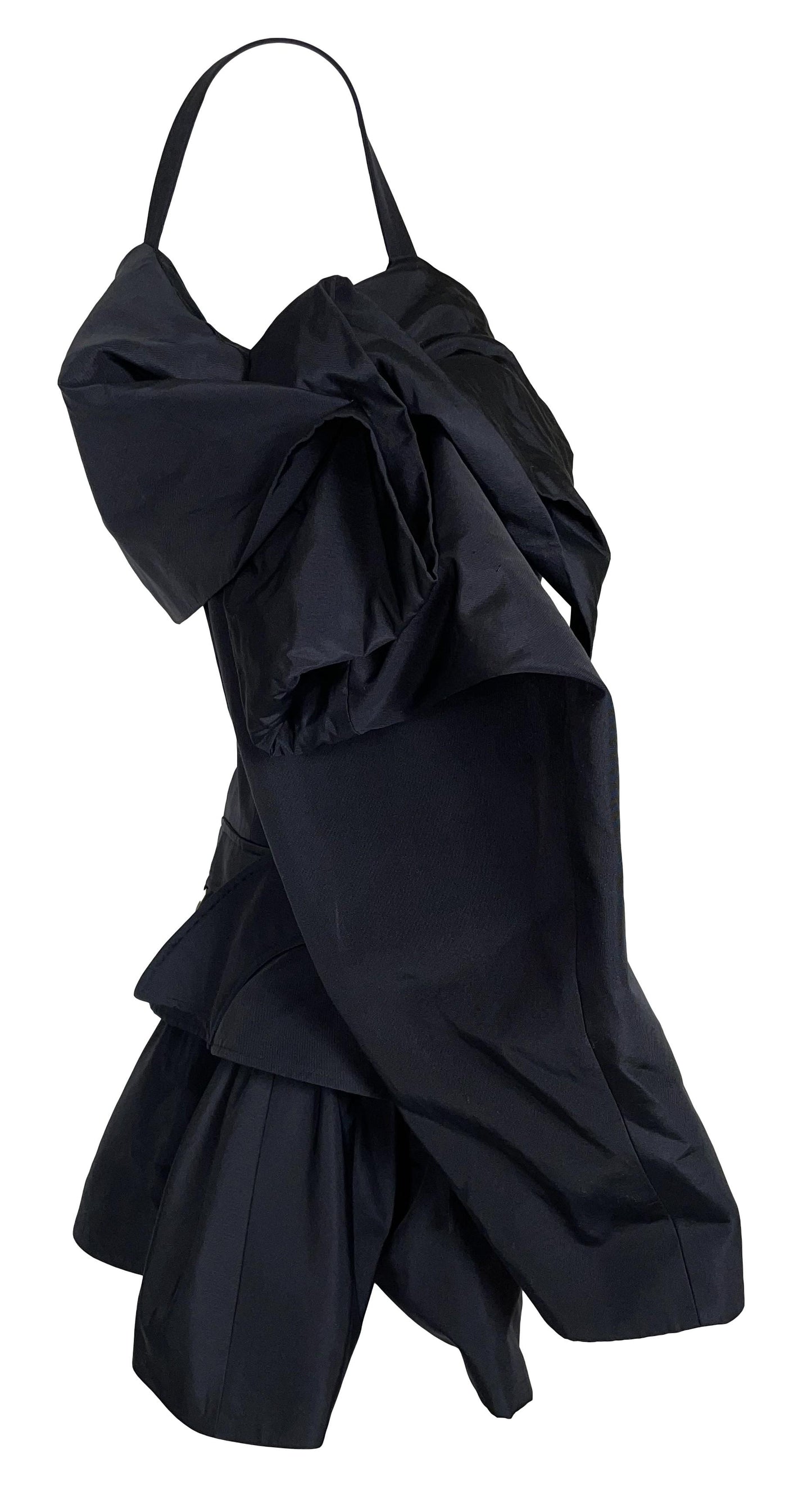 F/W 2002 John Galliano Black Off Shoulder Belted Dress Coat