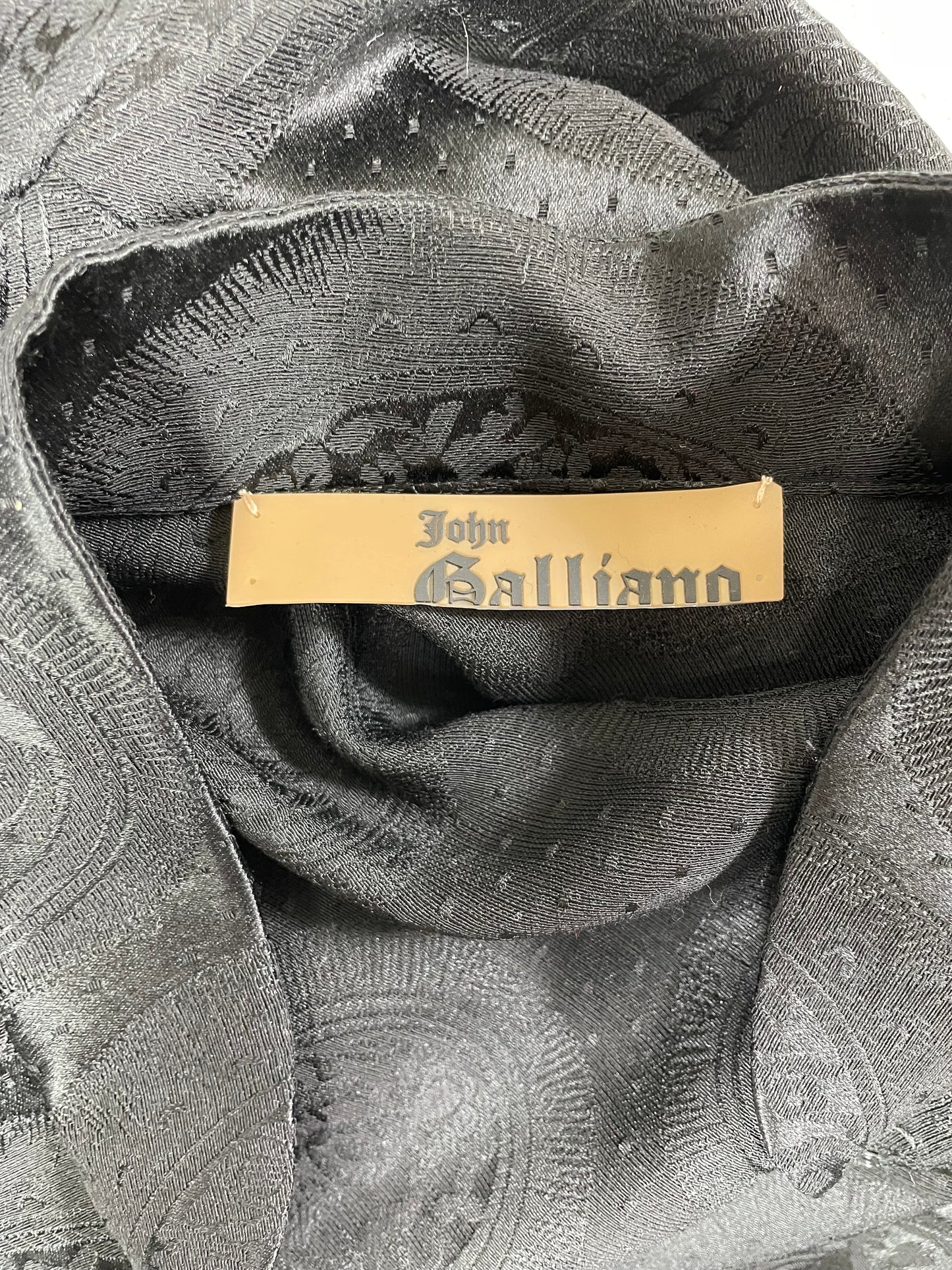 F/W 2002 John Galliano Cheongsam Black Chinoiserie Printed L/S Maxi Mermaid Dress
