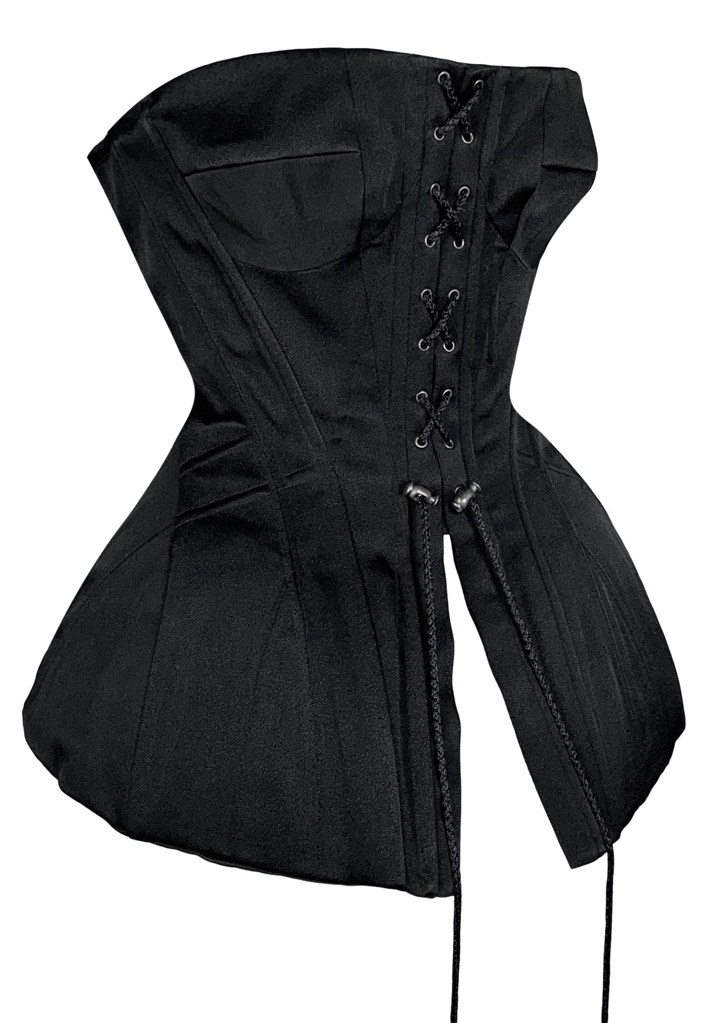 F/W 2002 John Galliano Black Wasp Waist Pin-Up Corset Top