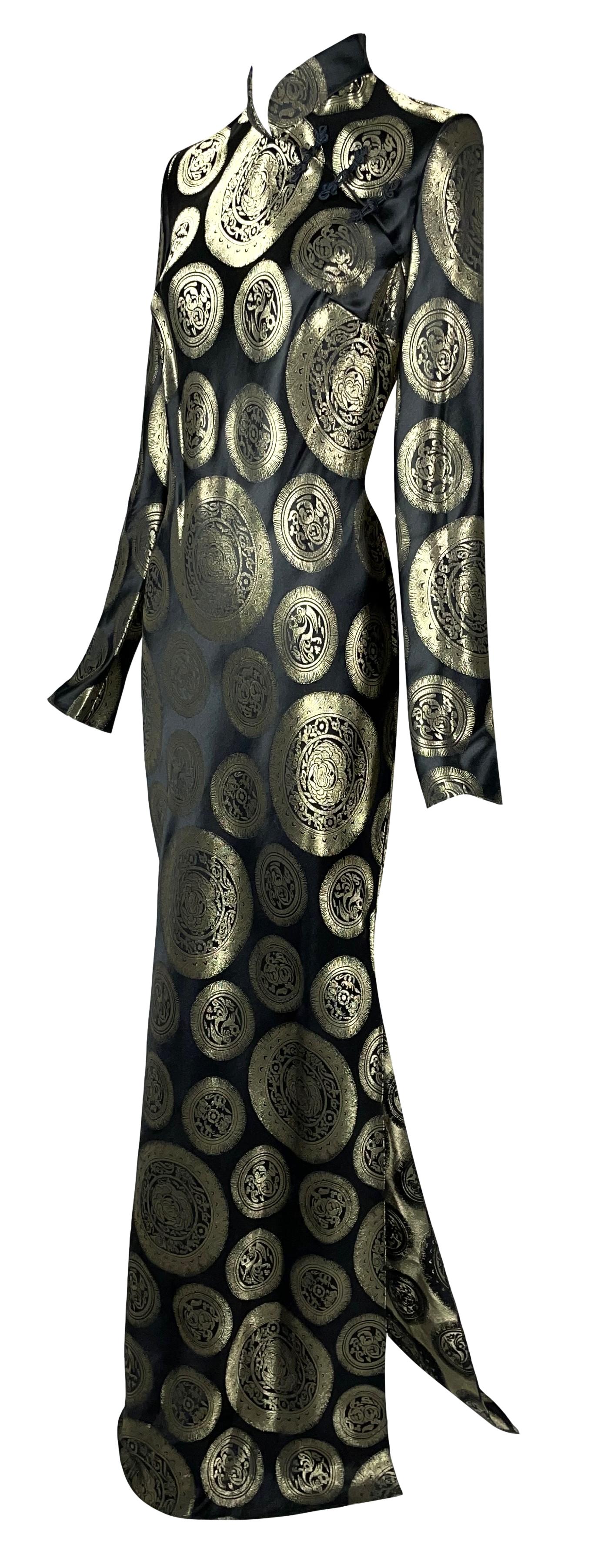 F/W 2002 John Galliano Cheongsam Chinoiserie Black & Gold Mermaid Gown Dress