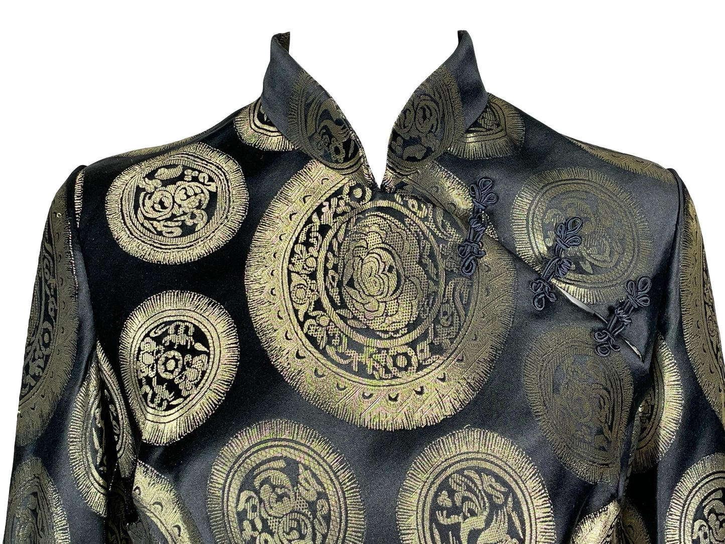 F/W 2002 John Galliano Cheongsam Chinoiserie Black & Gold Mermaid Gown Dress