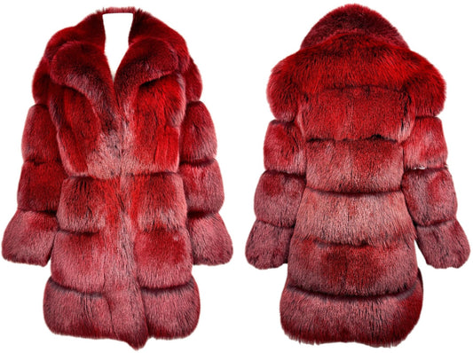 F/W 2002 Roberto Cavalli Red Fox Fur Chubby Jacket Coat w Python Snakeskin